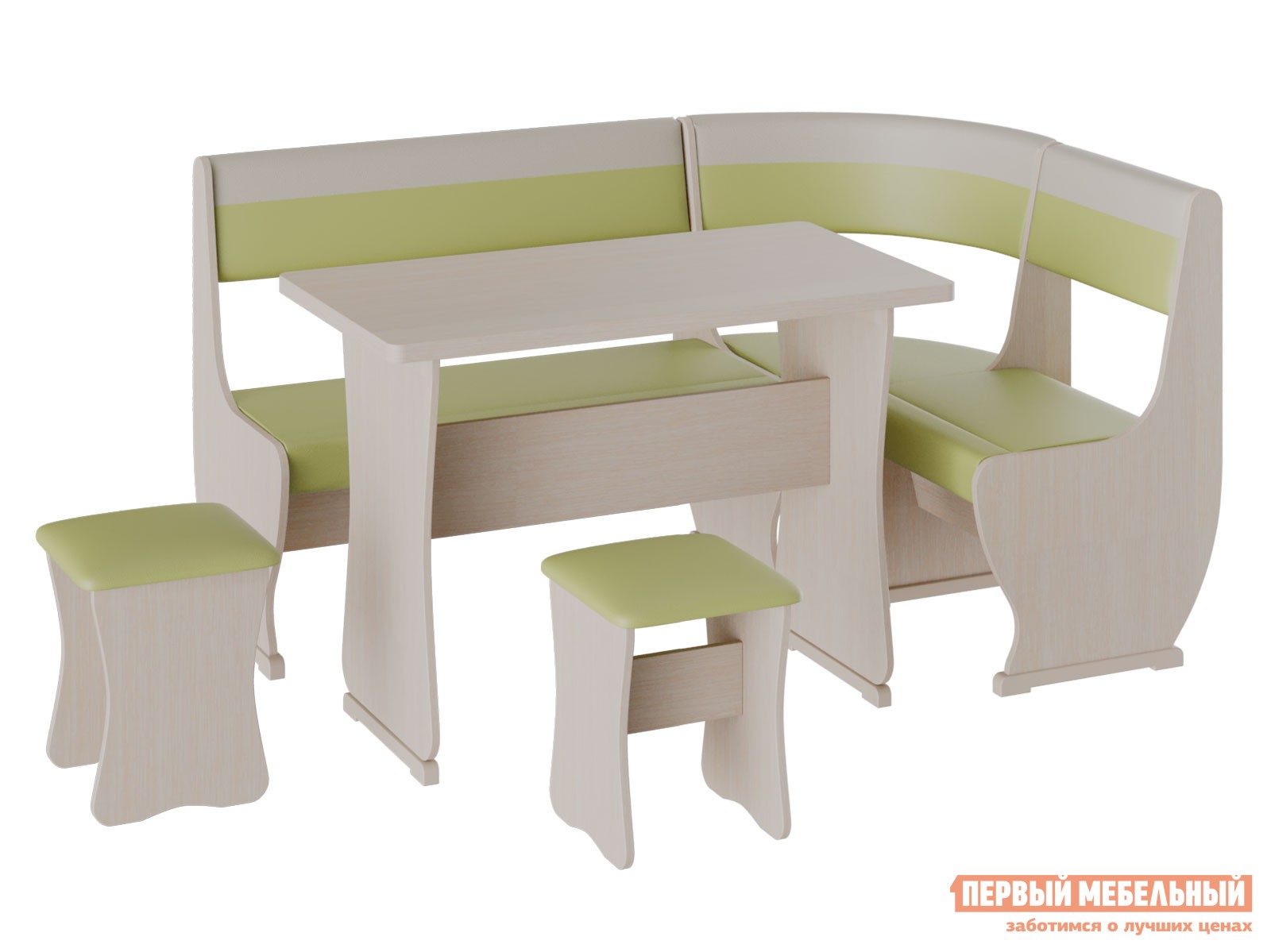 Кухонный уголок  Альянс 1 Дуб молочный / Фисташка, бежевый, кожзам, Большой