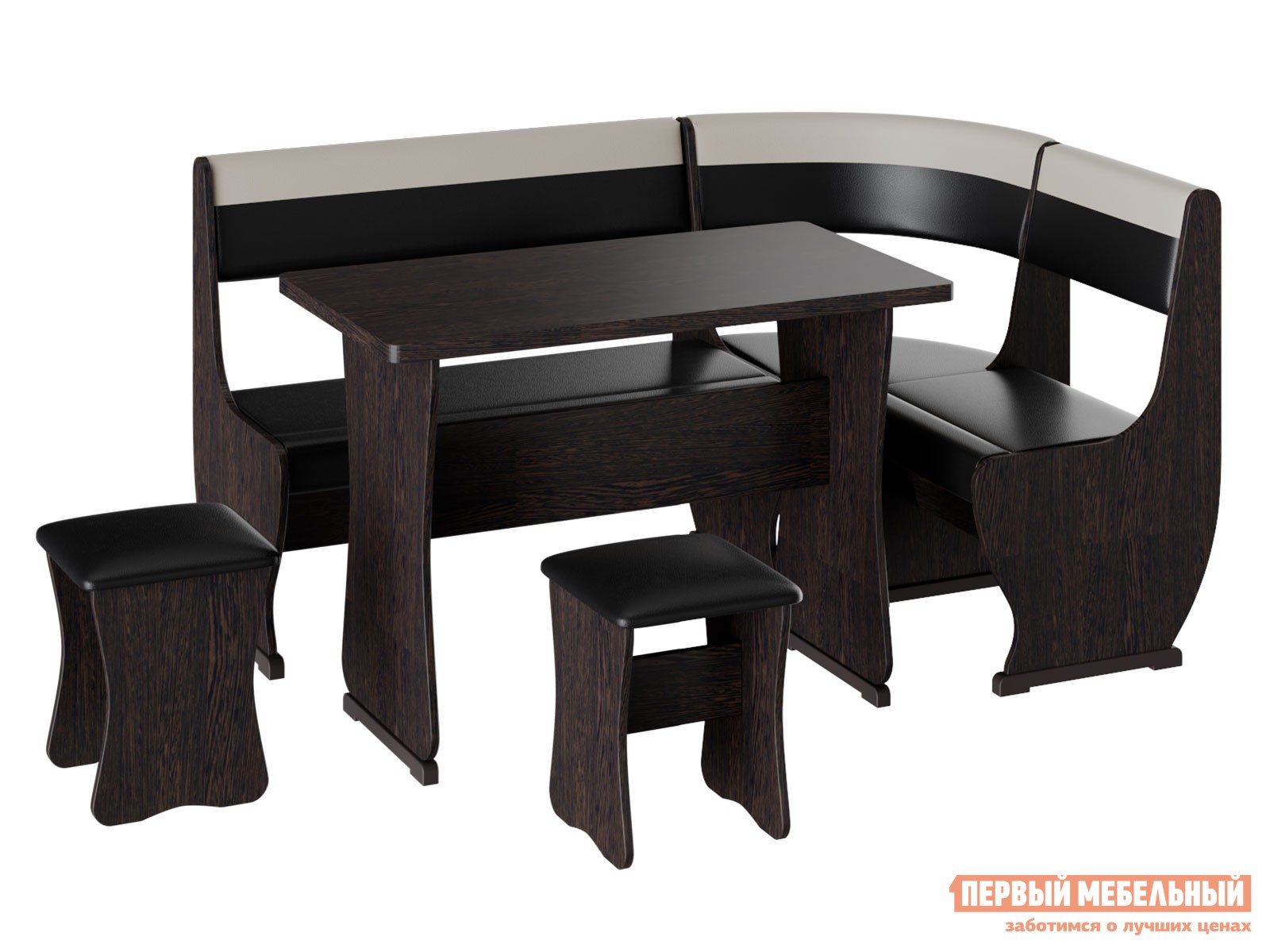 Кухонный уголок  Альянс 1 Венге / Шоколад, бежевый, кожзам, Большой