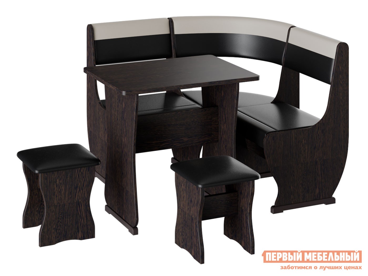 Кухонный уголок  Альянс 1 Венге / Шоколад, бежевый, кожзам, Малый