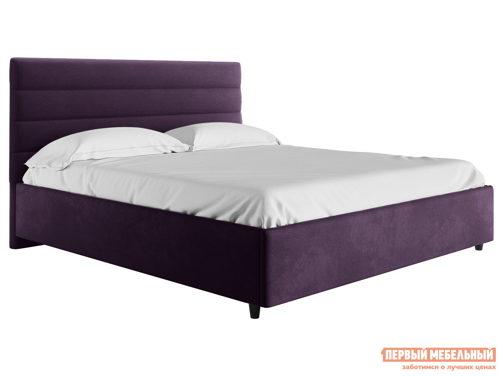 Двуспальная кровать  Франческа ПМ Пурпурный, велюр, 140х200 см