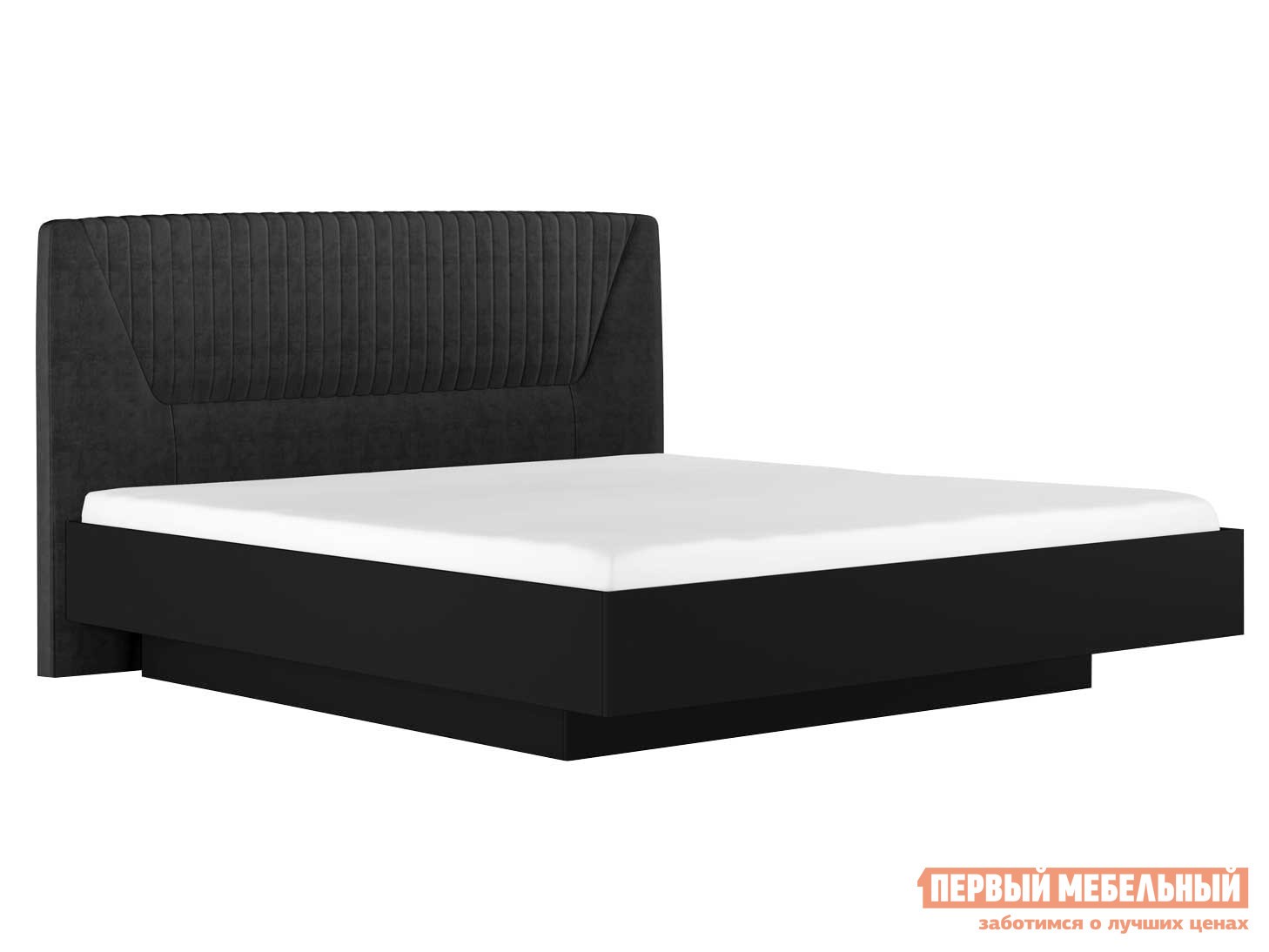 Двуспальная кровать  Марсель Лайт ПМ Черный / Черный, микровелюр, 180х200 см