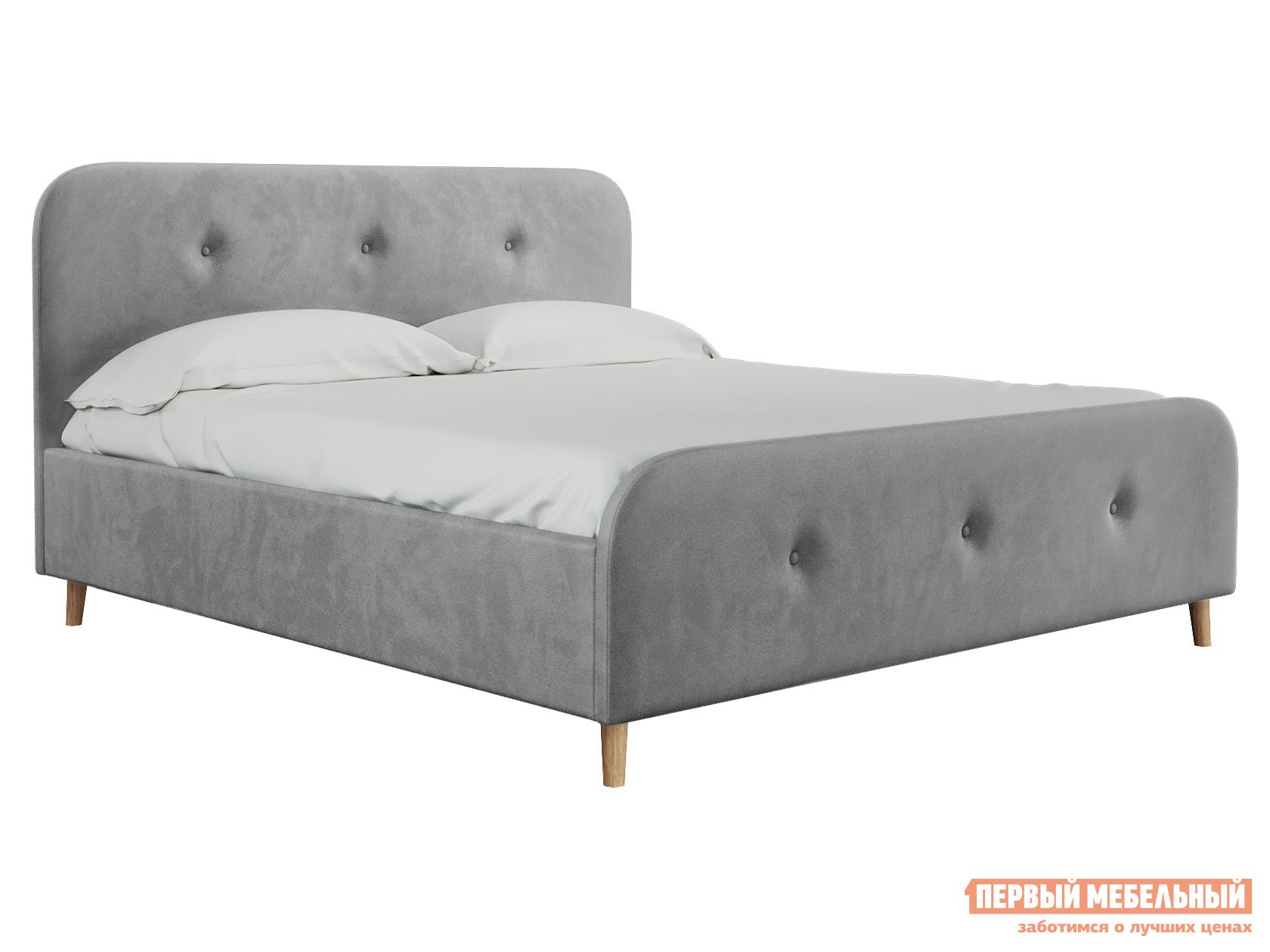Двуспальная кровать  Фостер ПМ Серый, шенилл, 180х200 см