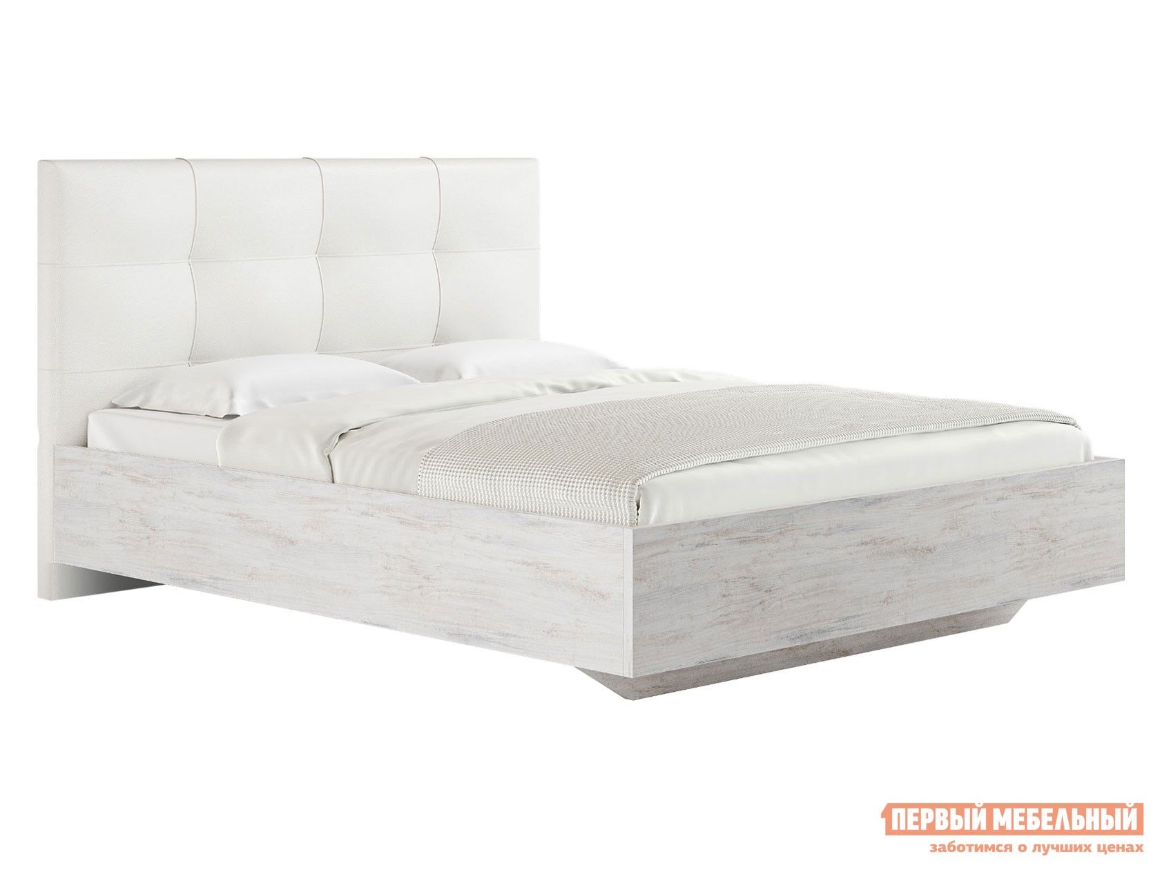 Двуспальная кровать  Виктория 2 160х200 см, Ясмунд / Белый, экокожа, С подъемным механизмом