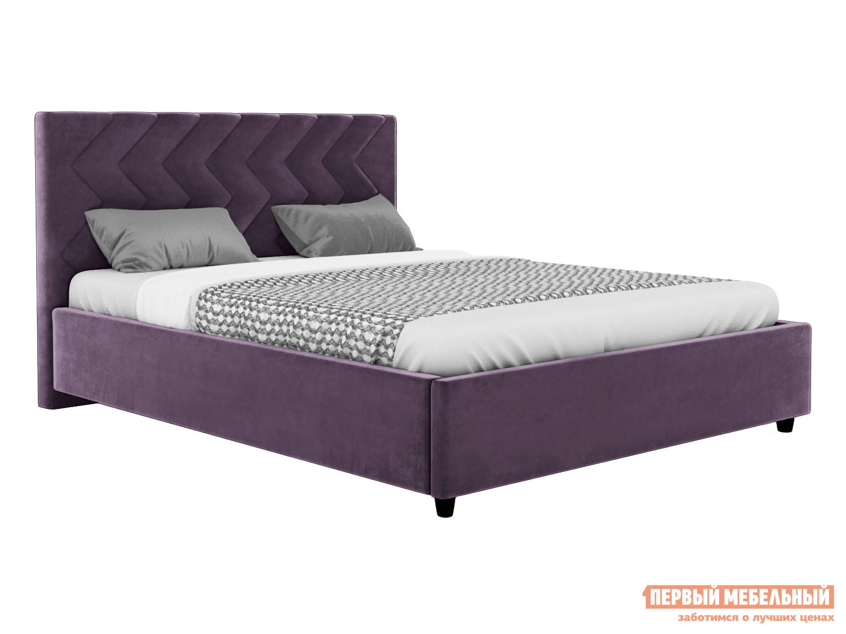 Двуспальная кровать  Диана ПМ Пурпурный, велюр, 160х200 см