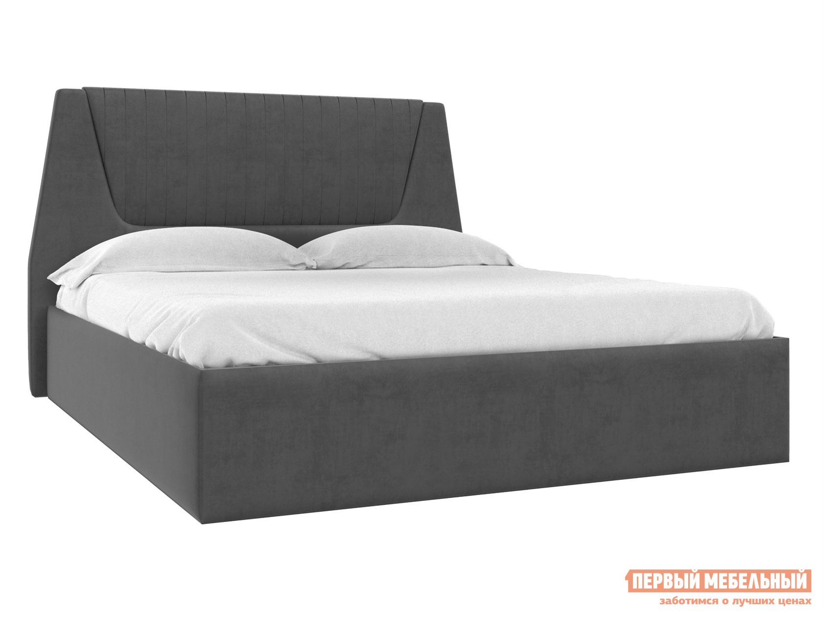 Двуспальная кровать  Манхеттен Люкс Графит, велюр, С подъемным механизмом