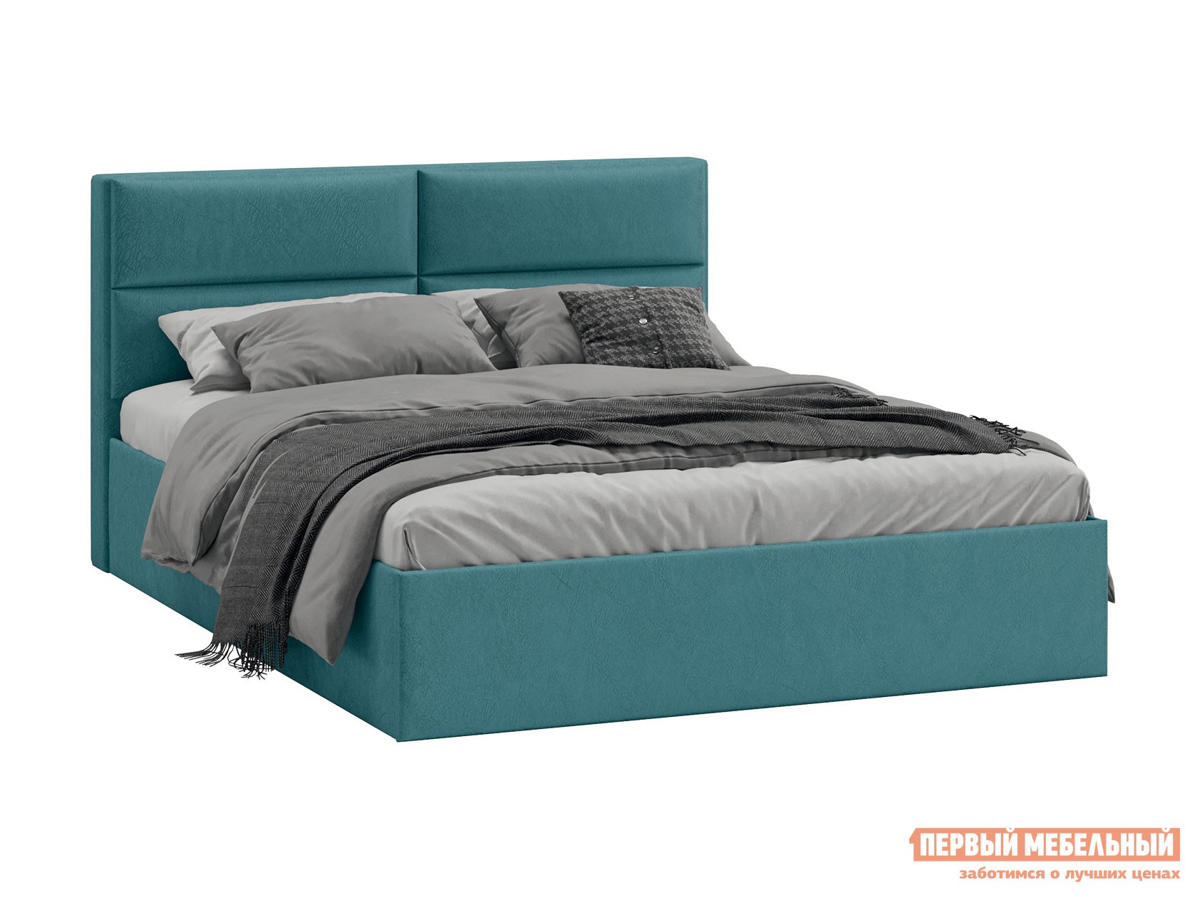 Двуспальная кровать  Грегори Индиго, микровелюр, С подъемным механизмом