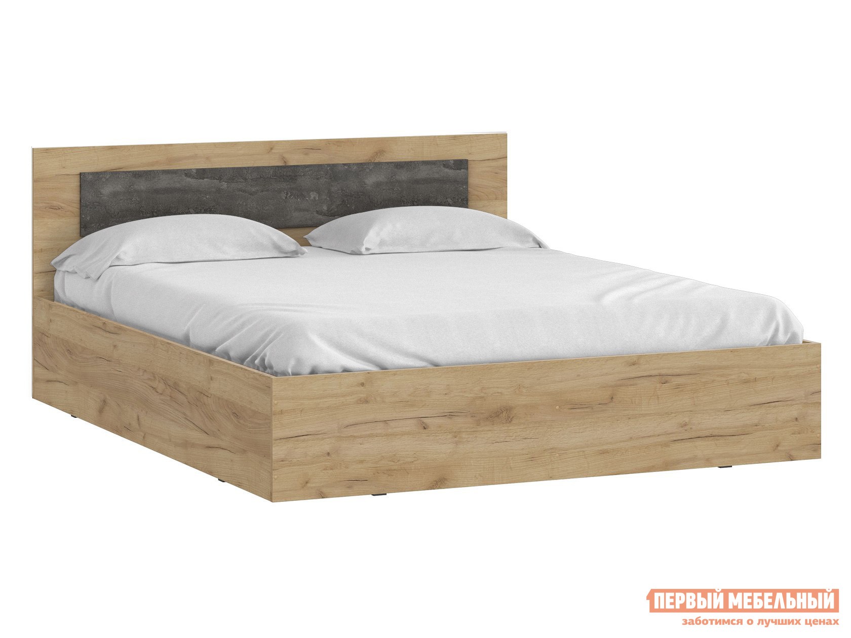 Двуспальная кровать  Дублин Дуб золотой / Камень тёмный, 160х200 см