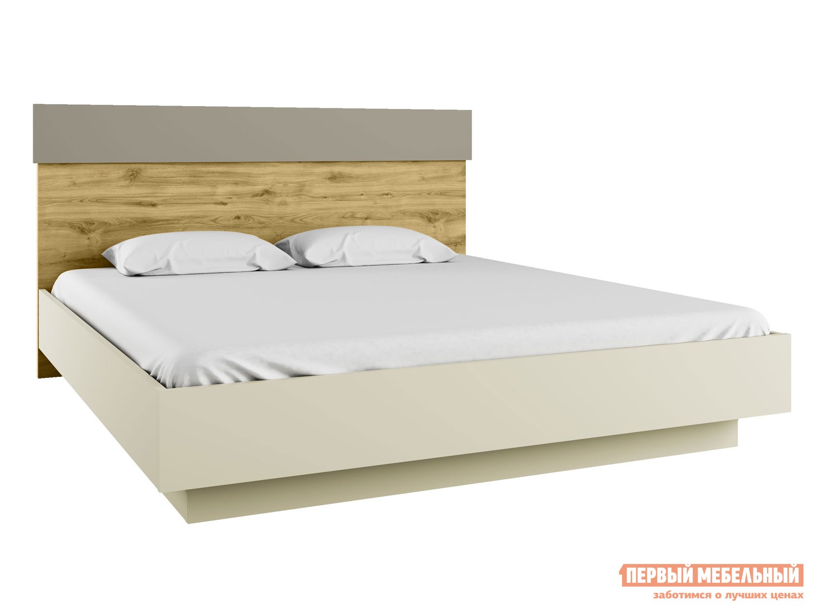 Двуспальная кровать  Модерн ПМ Персидский жемчуг / Дуб Наварра, 180х200 см, С подъемным механизмом