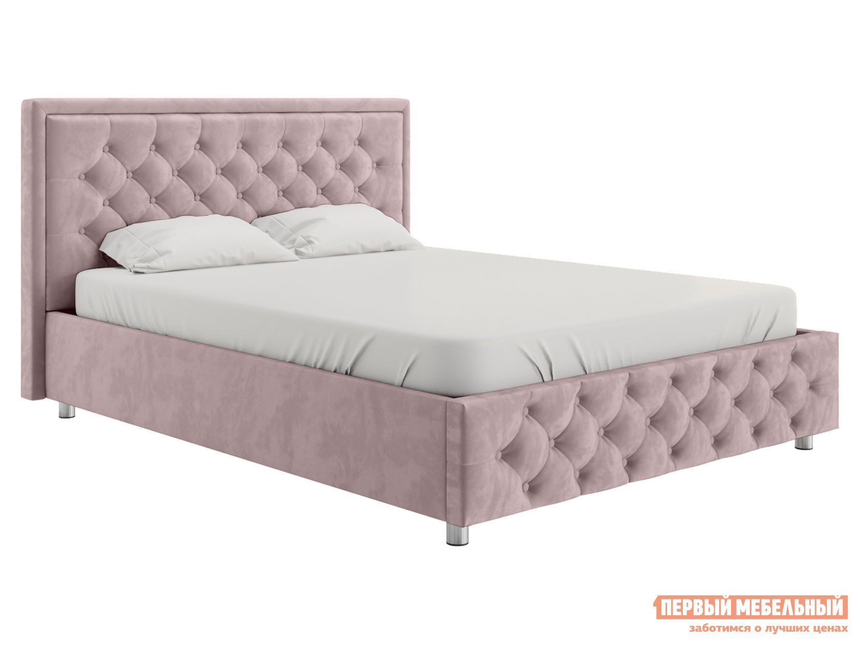 Двуспальная кровать  Верона ПМ Розовый, велюр, 160х200 см