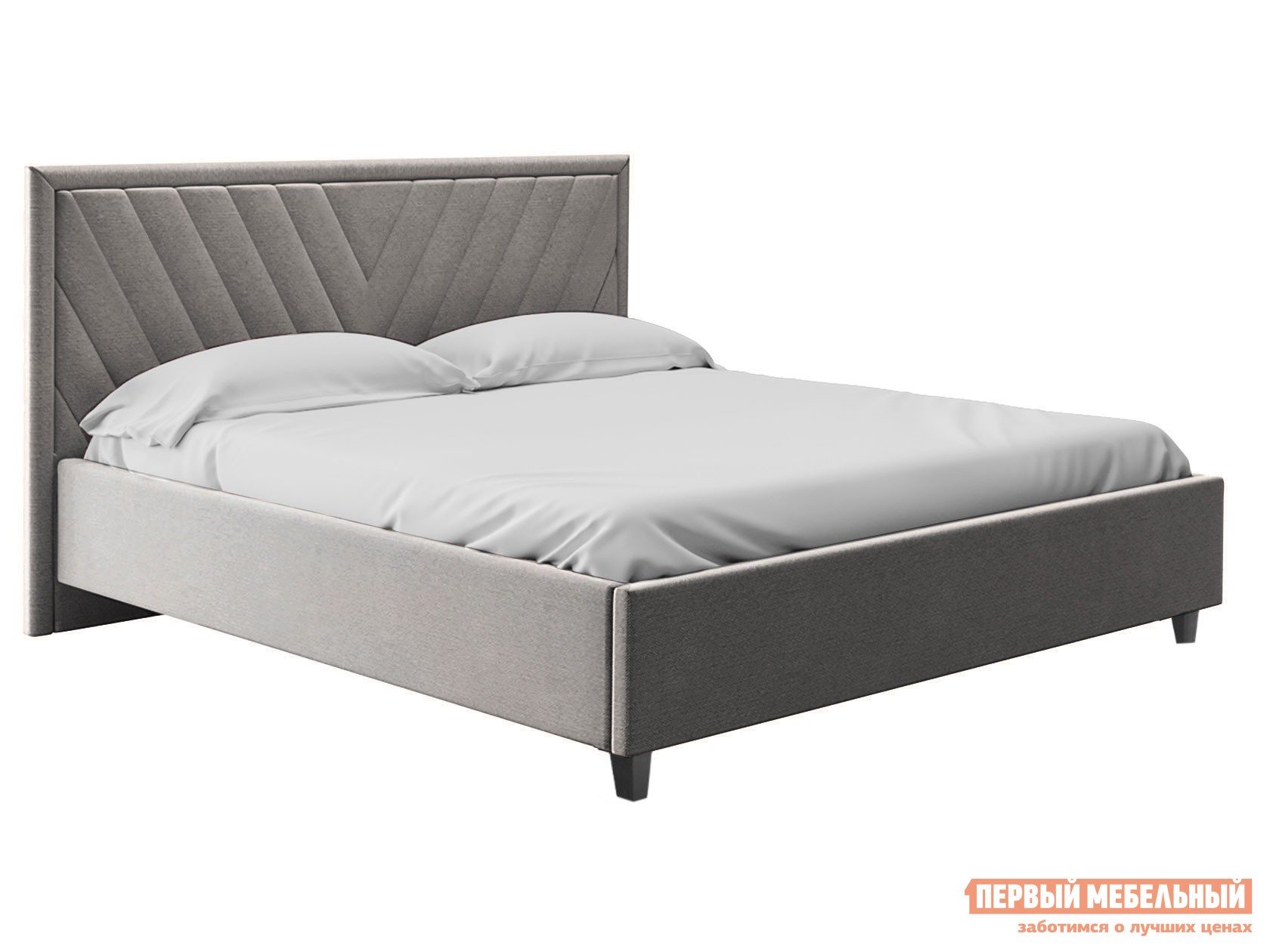 Двуспальная кровать  Саманта ПМ Серый, велюр, 160х200 см