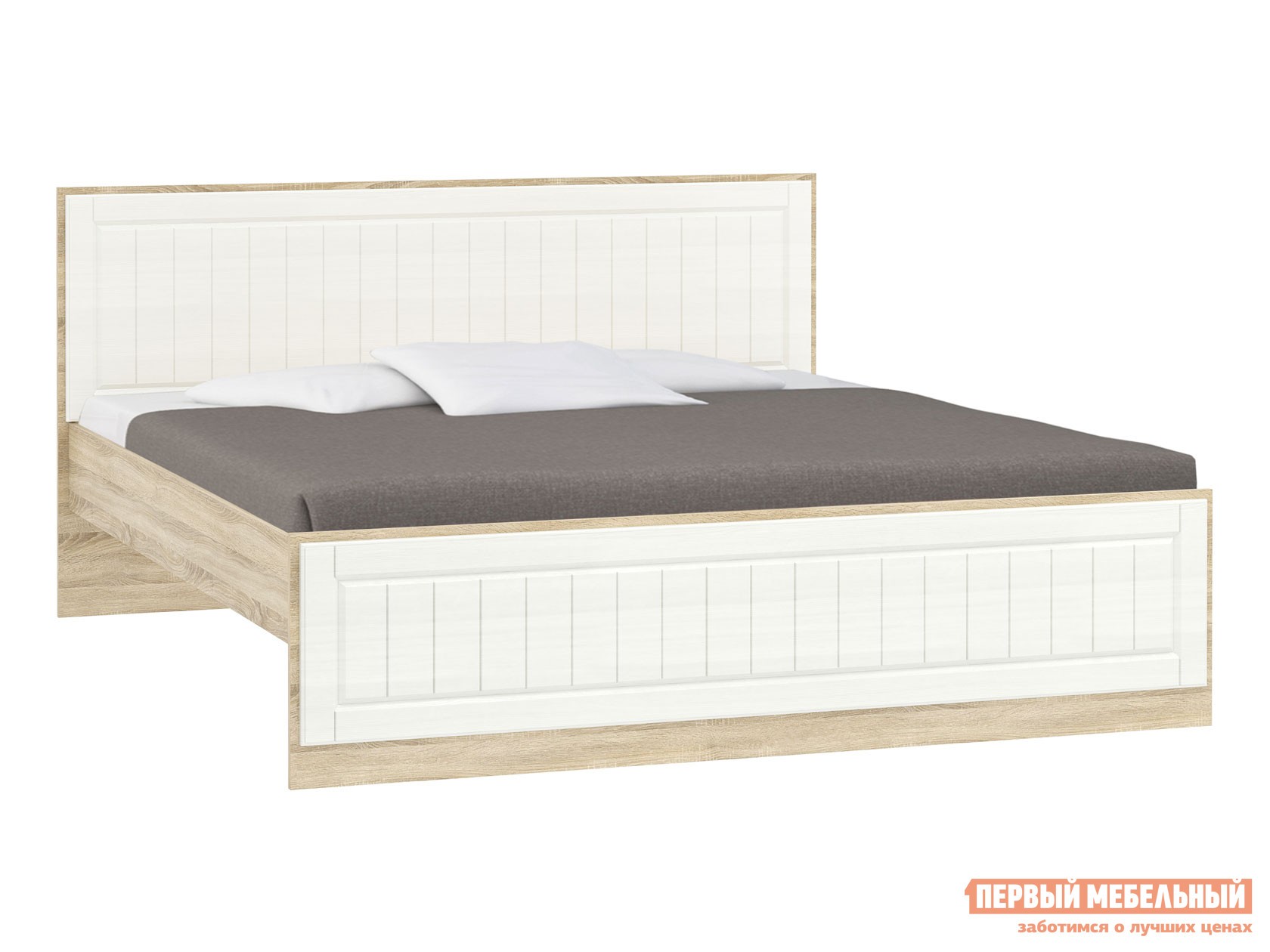 Двуспальная кровать  Оливия Лайт Дуб Сонома / Белое дерево, 160х200 см, Без ящиков