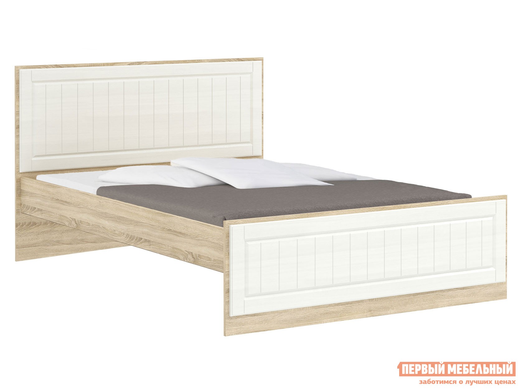 Двуспальная кровать  Оливия Лайт Дуб Сонома / Белое дерево, 140х200 см, Без ящиков