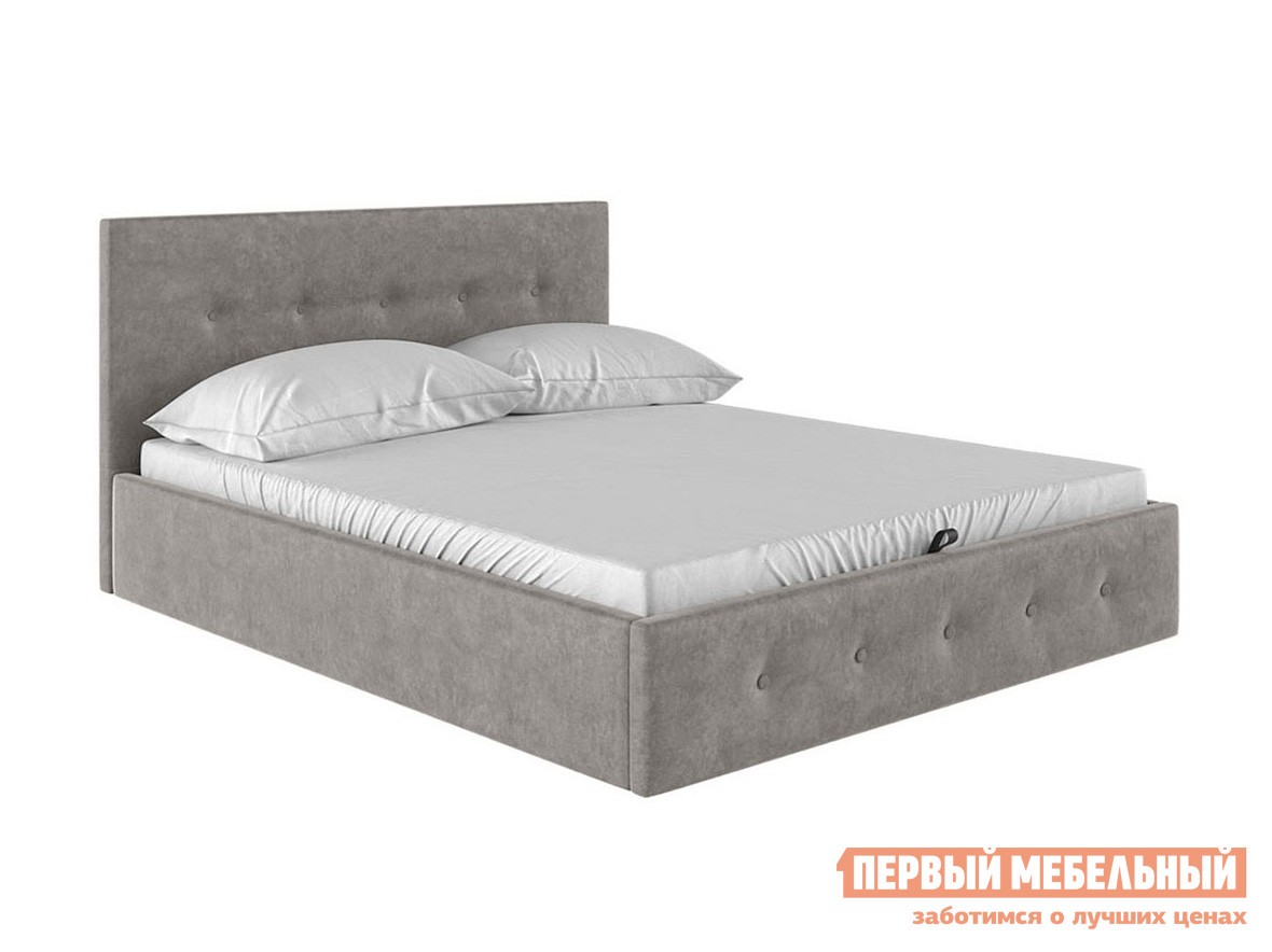 Двуспальная кровать  Колумбия ПМ 180х200 см, Серый, велюр
