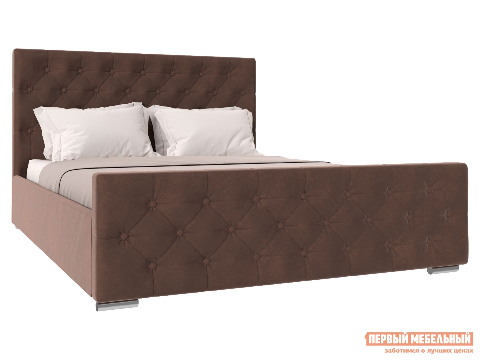 Двуспальная кровать  Интеро ПМ Шоколадный, велюр, 160х200 см