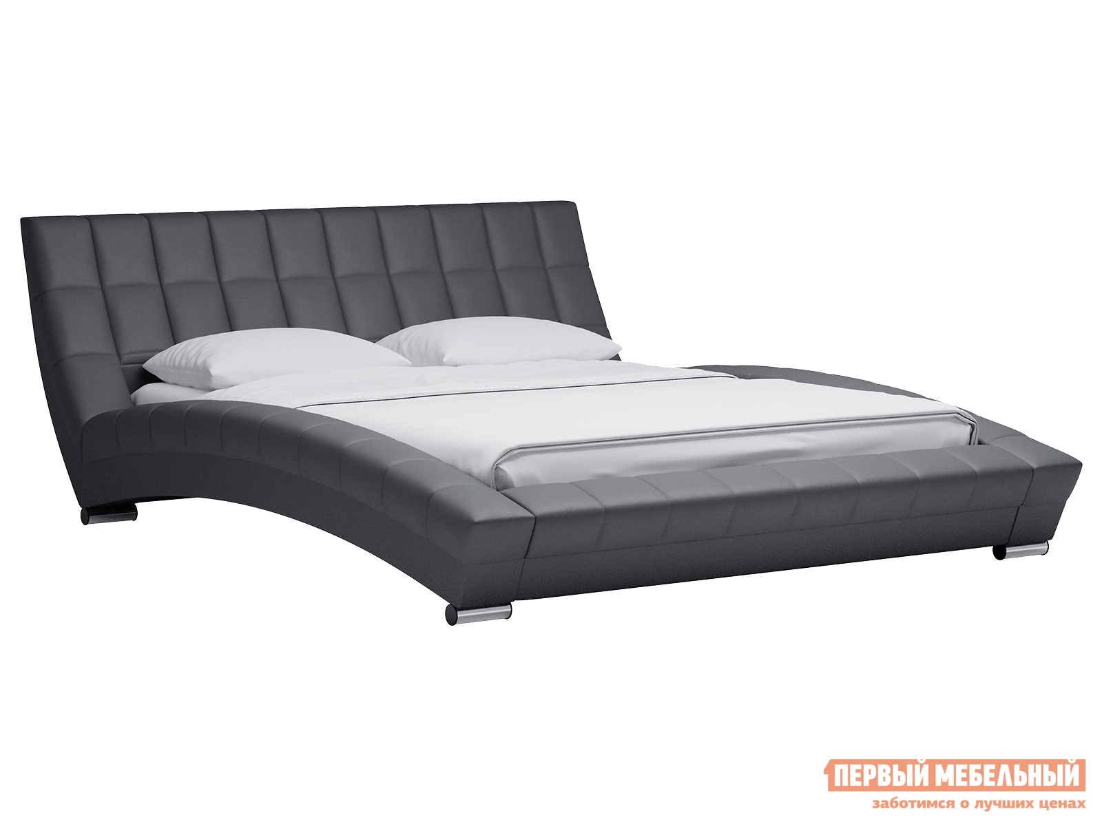 Двуспальная кровать  Оливия Люкс Серый, экокожа, 180х200 см