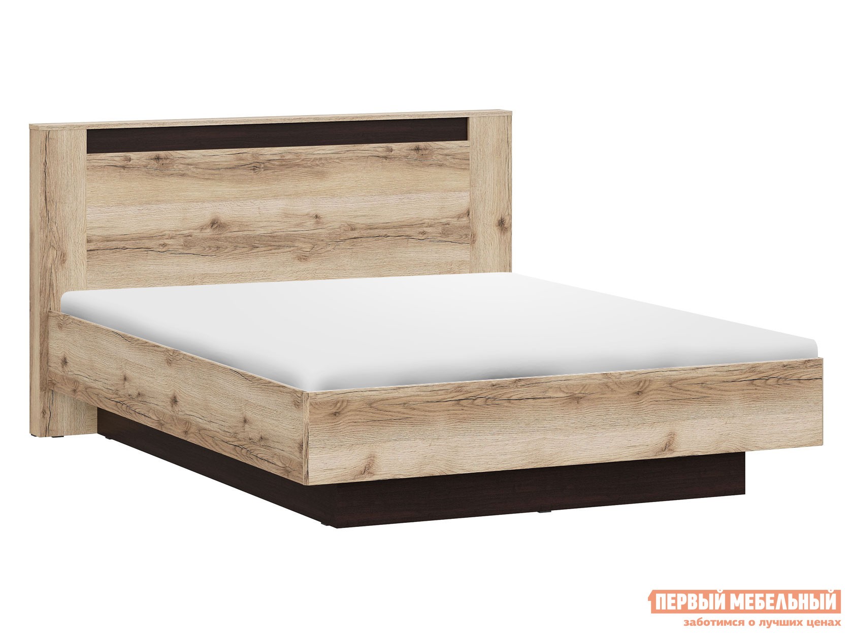 Двуспальная кровать  Прага Дуб Делано / Дуб Венге, 160х200 см, Без подъемного механизма