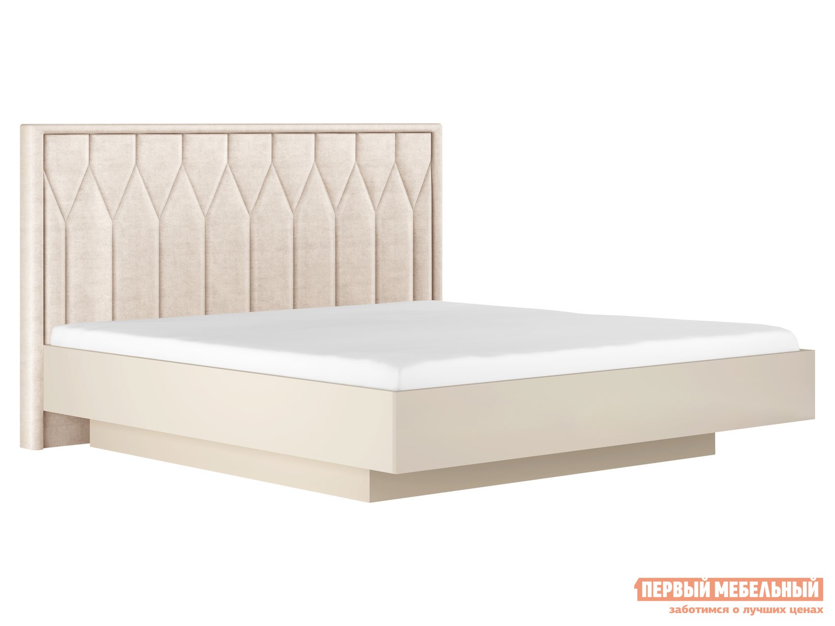 Двуспальная кровать  Капри Люкс ПМ Сатин / Айвори, микровелюр, 180х200 см