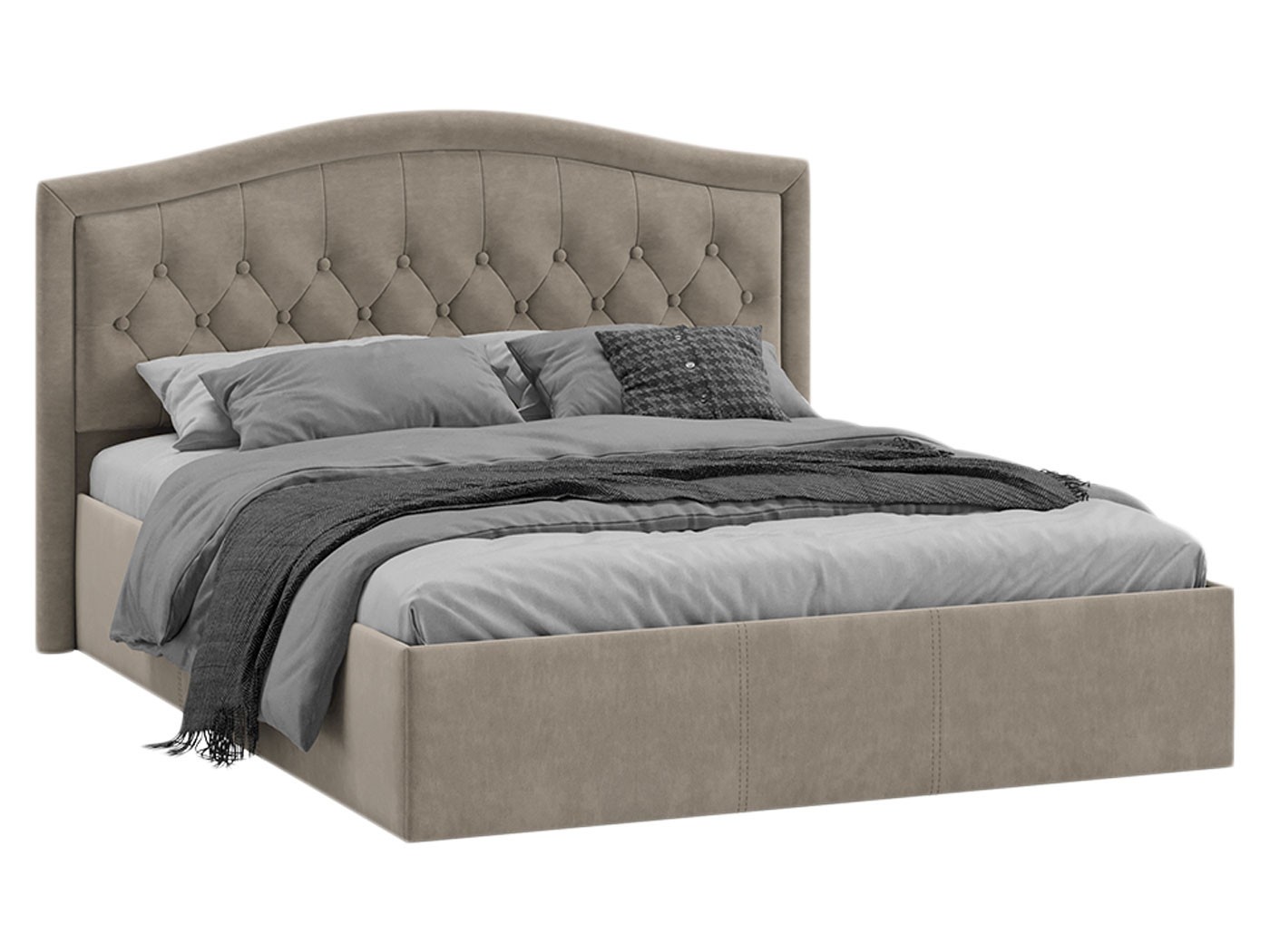 Двуспальная кровать  Адель Темное мокко, велюр, С подъемным механизмом