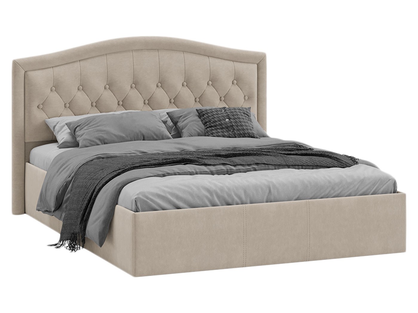 Двуспальная кровать  Адель Светлое мокко, велюр, С подъемным механизмом