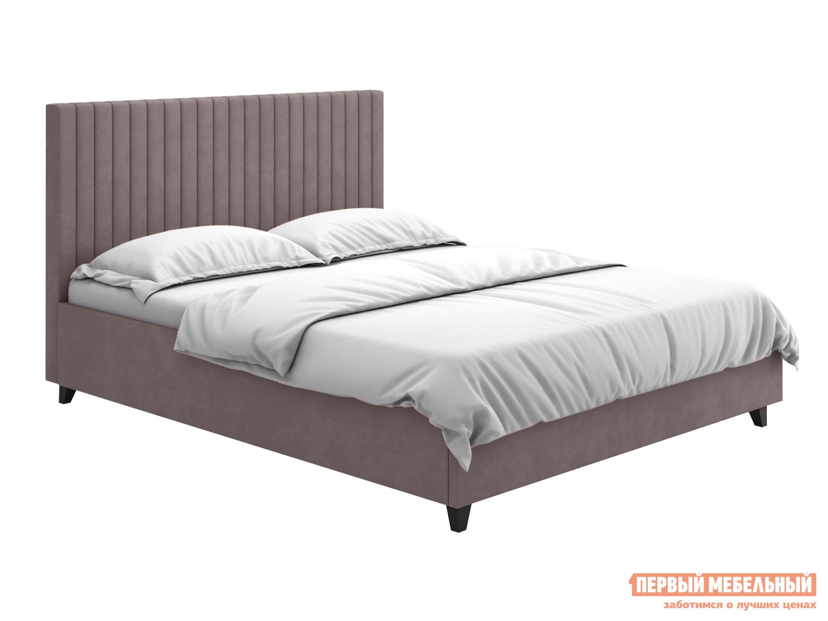 Двуспальная кровать  Кейси Люкс ПМ Какао, велюр, 160х200 см