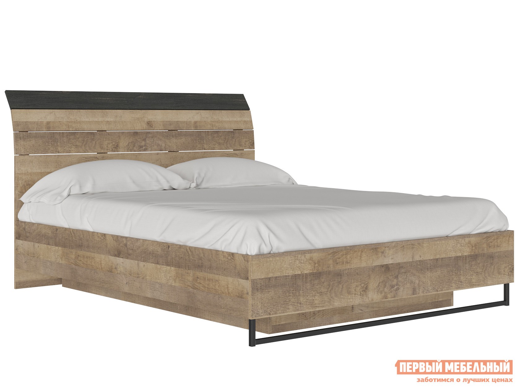 Двуспальная кровать  Трувор ПМ Дуб Гранж песочный / Интра / Черный