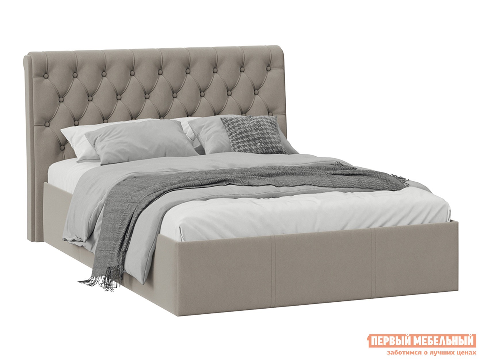 Двуспальная кровать  Скарлет ПМ Темное мокко, велюр, 140х200 см