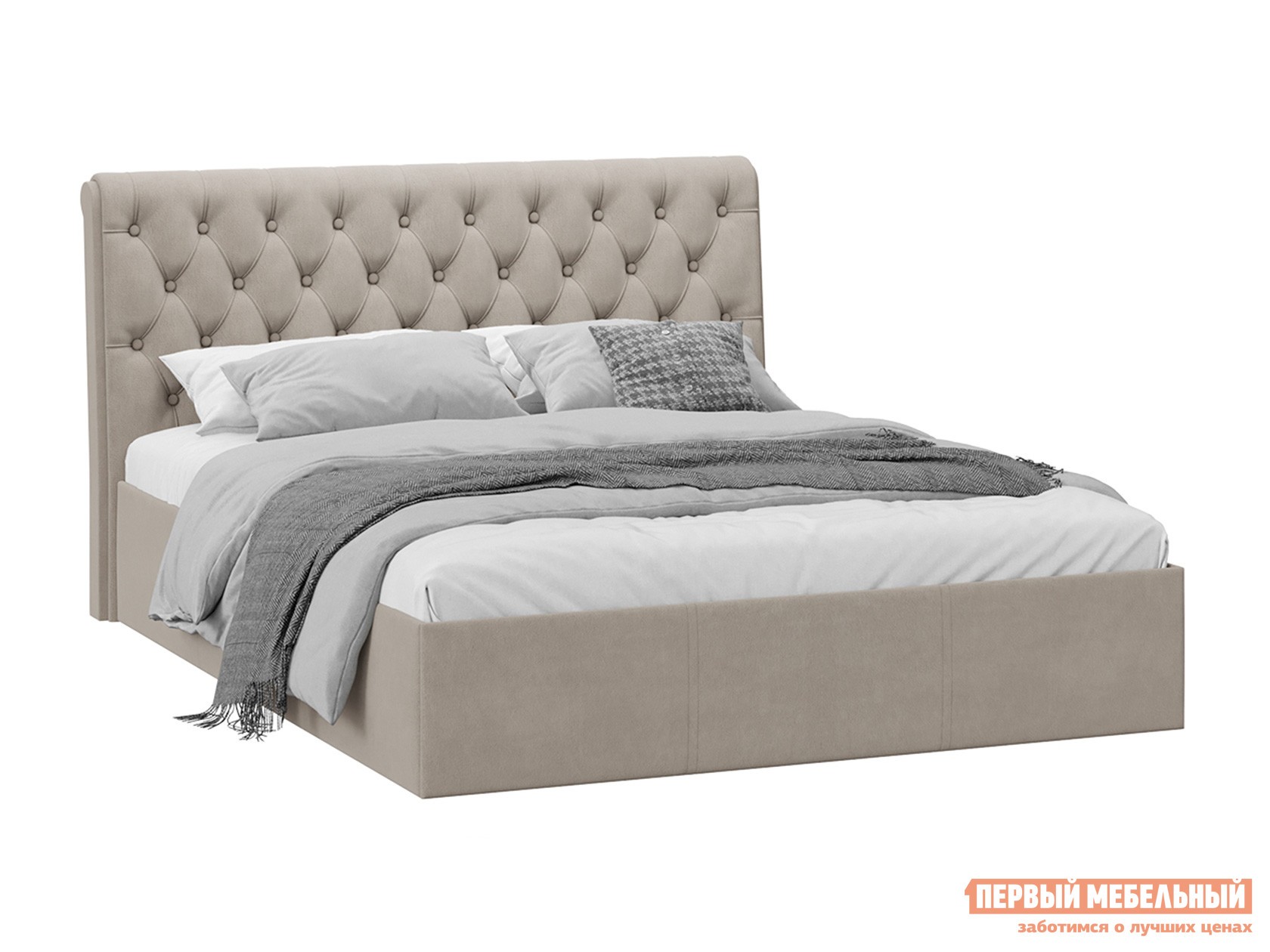 Двуспальная кровать  Скарлет ПМ Темное мокко, велюр, 160х200 см