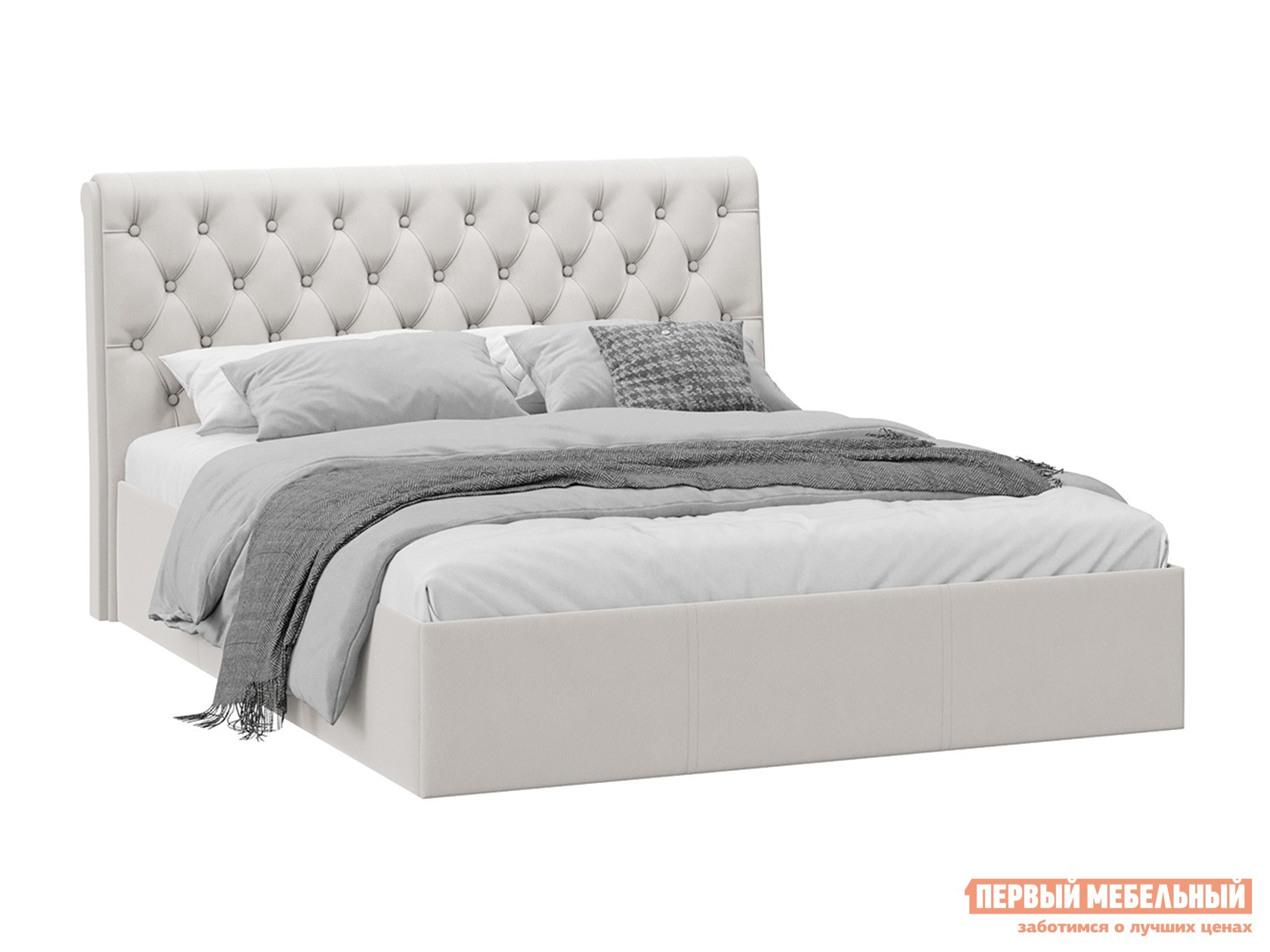 Двуспальная кровать  Скарлет ПМ Бежевый, велюр, 160х200 см