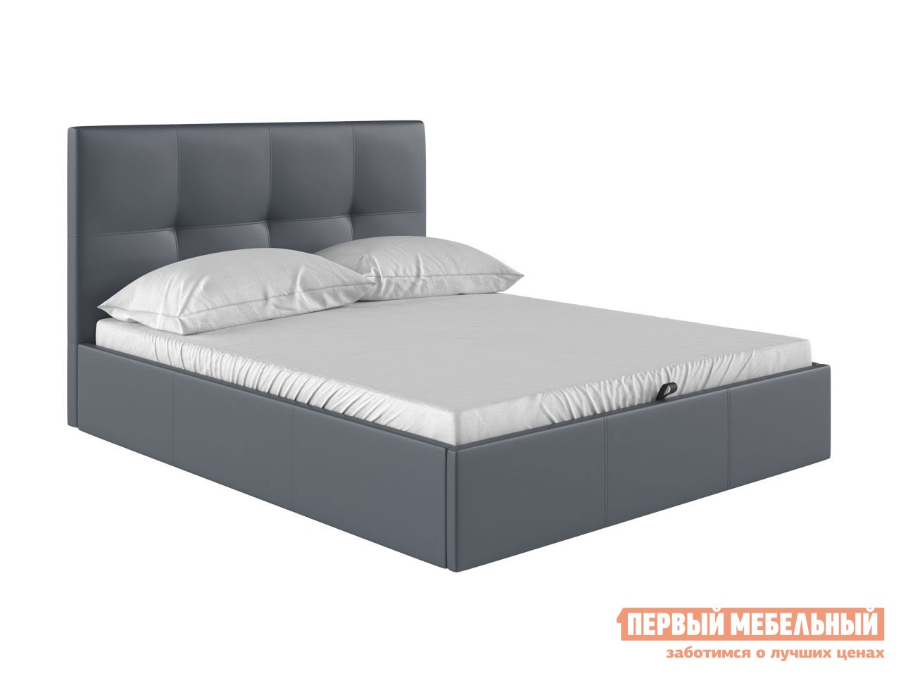 Двуспальная кровать  Верда ПМ 180х200 см, Серый, экокожа