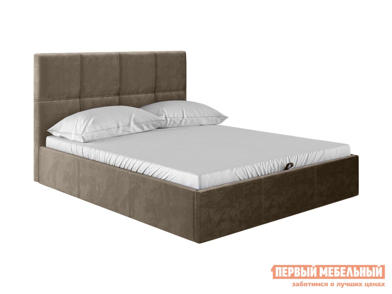 Двуспальная кровать  Верда ПМ Коричневый, велюр, 180х200 см