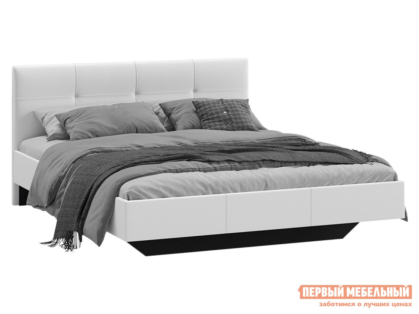 Двуспальная кровать  Элис Люкс Белый, экокожа, 160х200 см