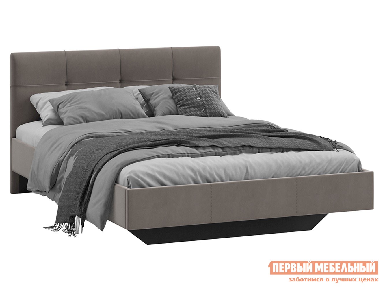 Двуспальная кровать  Элис Люкс Мокко, велюр, 160х200 см