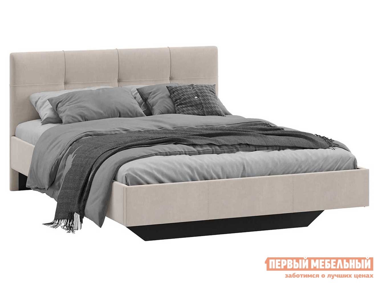 Двуспальная кровать  Элис Люкс Бежевый, велюр, 140х200 см