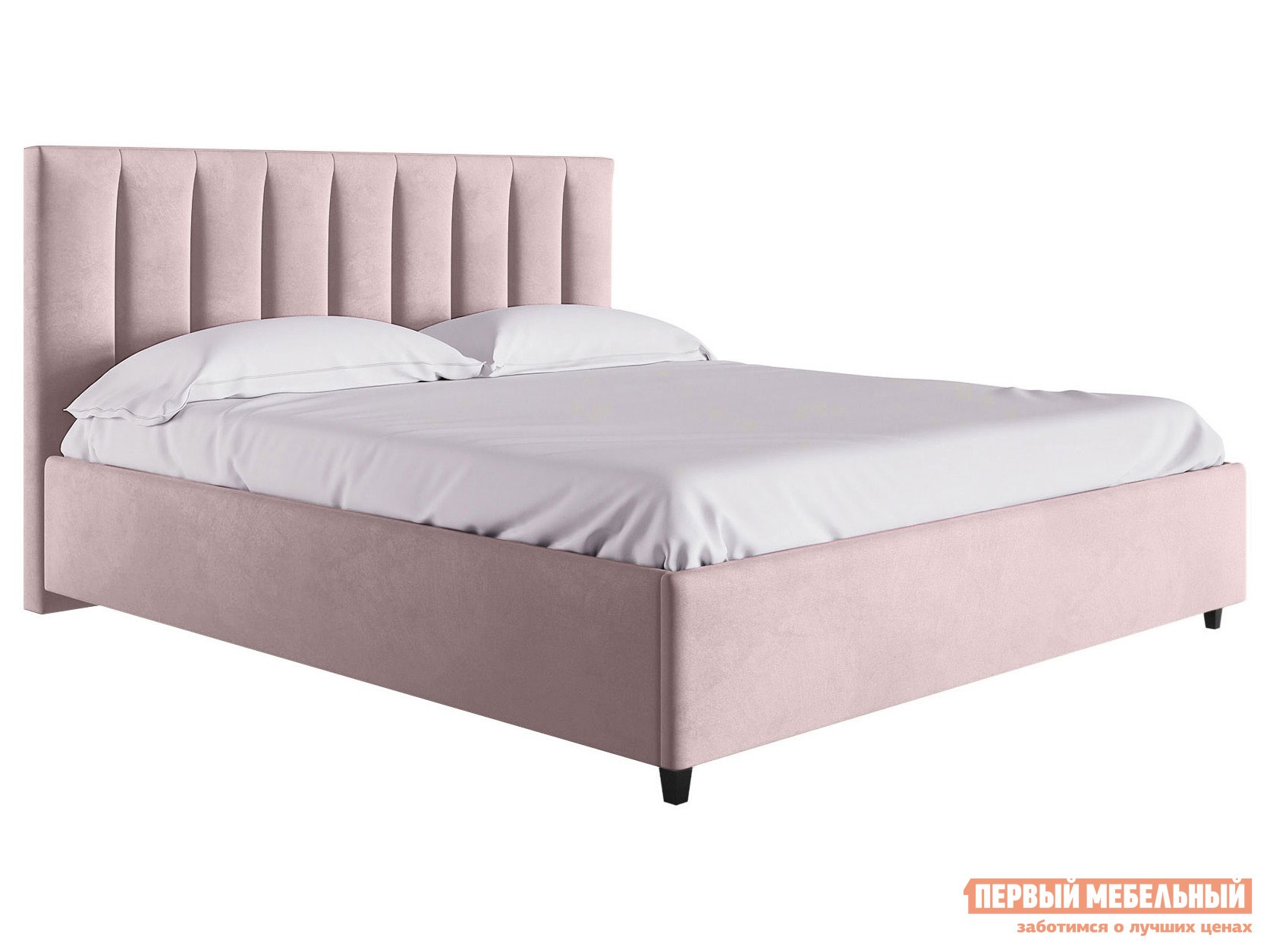Двуспальная кровать  Ванесса ПМ Розовый, велюр, 160х200 см