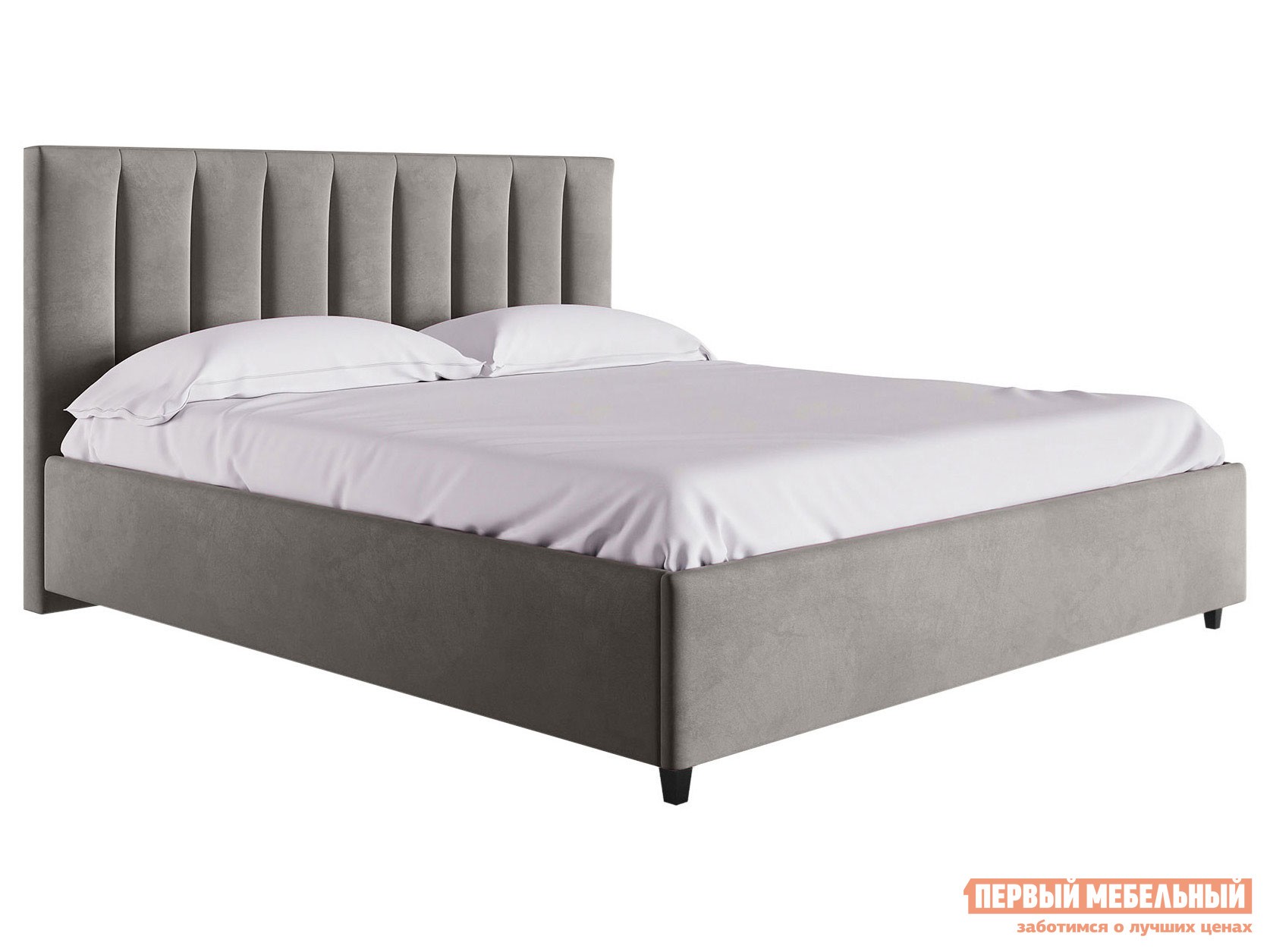 Двуспальная кровать  Ванесса ПМ Серый, велюр, 160х200 см