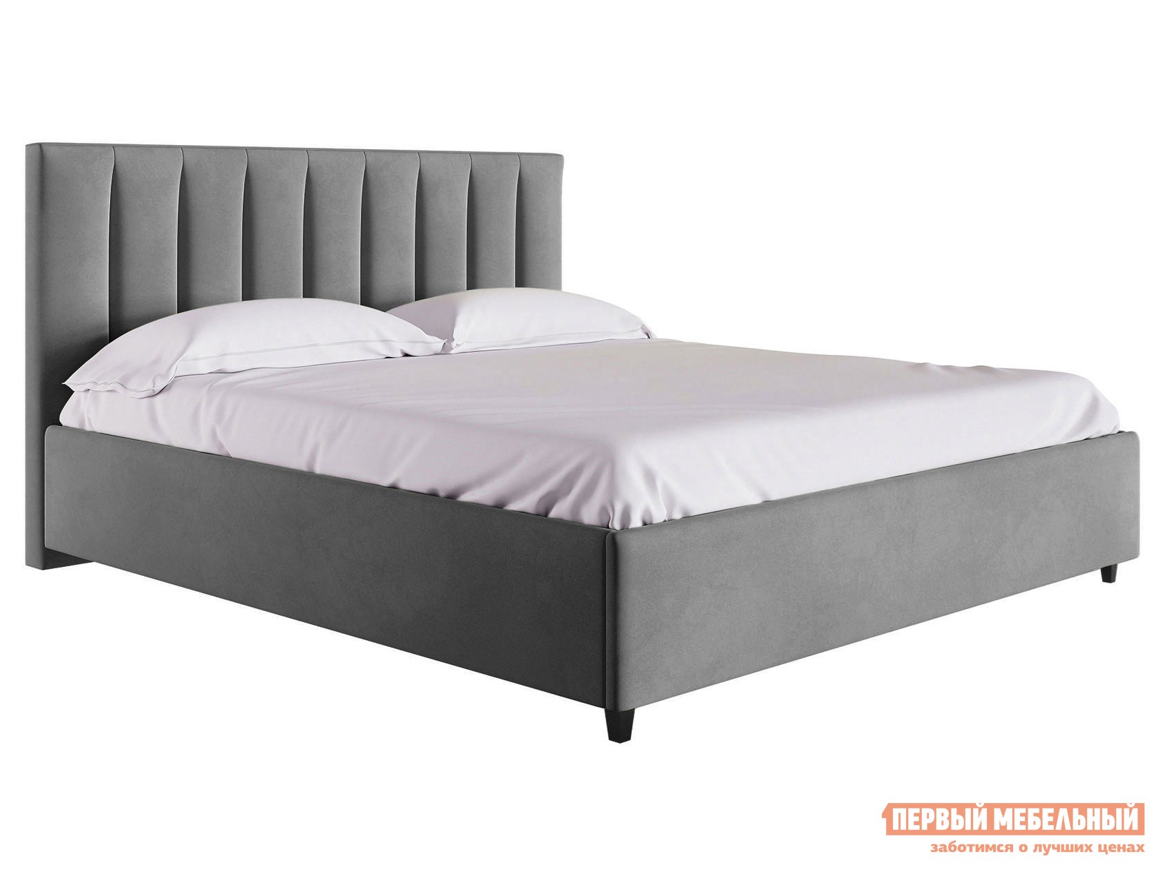 Двуспальная кровать  Ванесса ПМ Серый, микрошенилл, 160х200 см