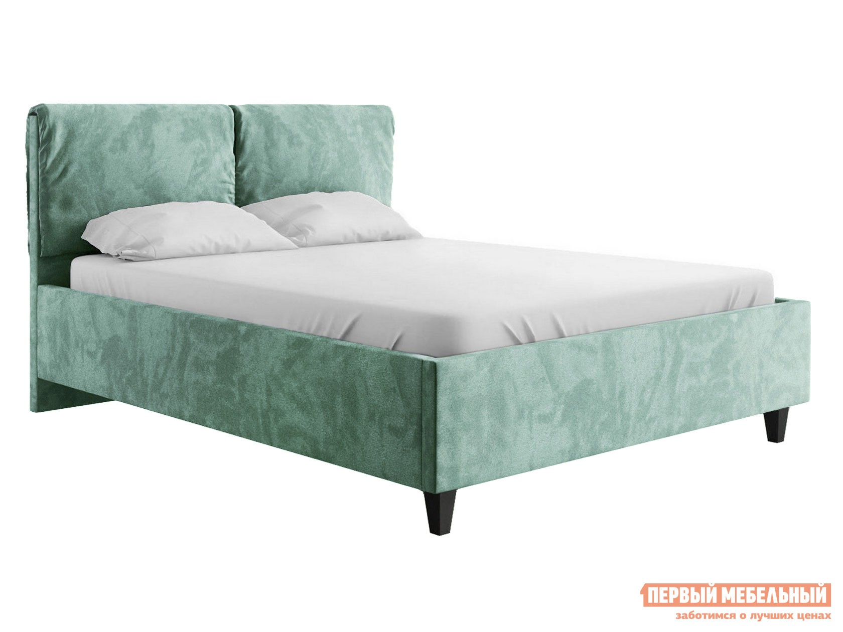 Двуспальная кровать  Лаура ПМ Мятный, шенилл, 140х200 см
