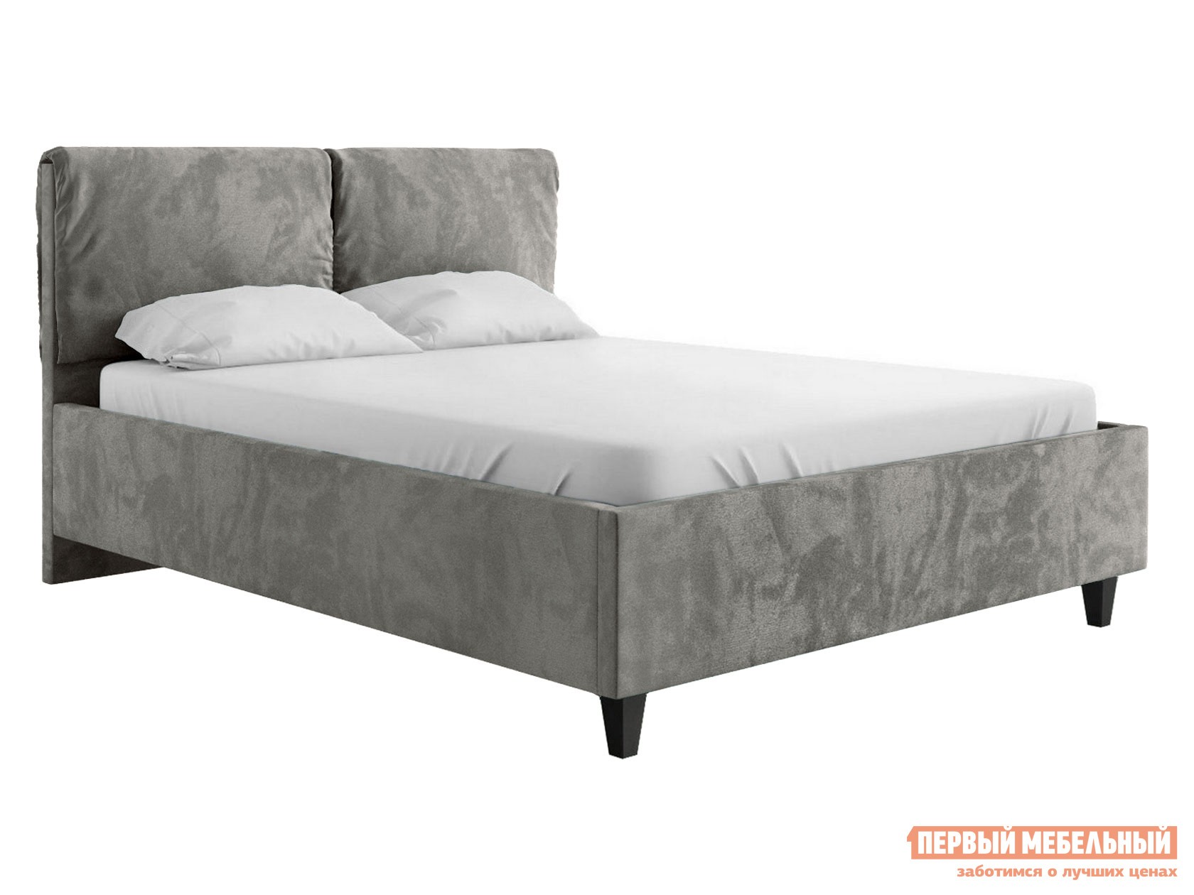 Двуспальная кровать  Лаура ПМ Серый, шенилл, 160х200 см