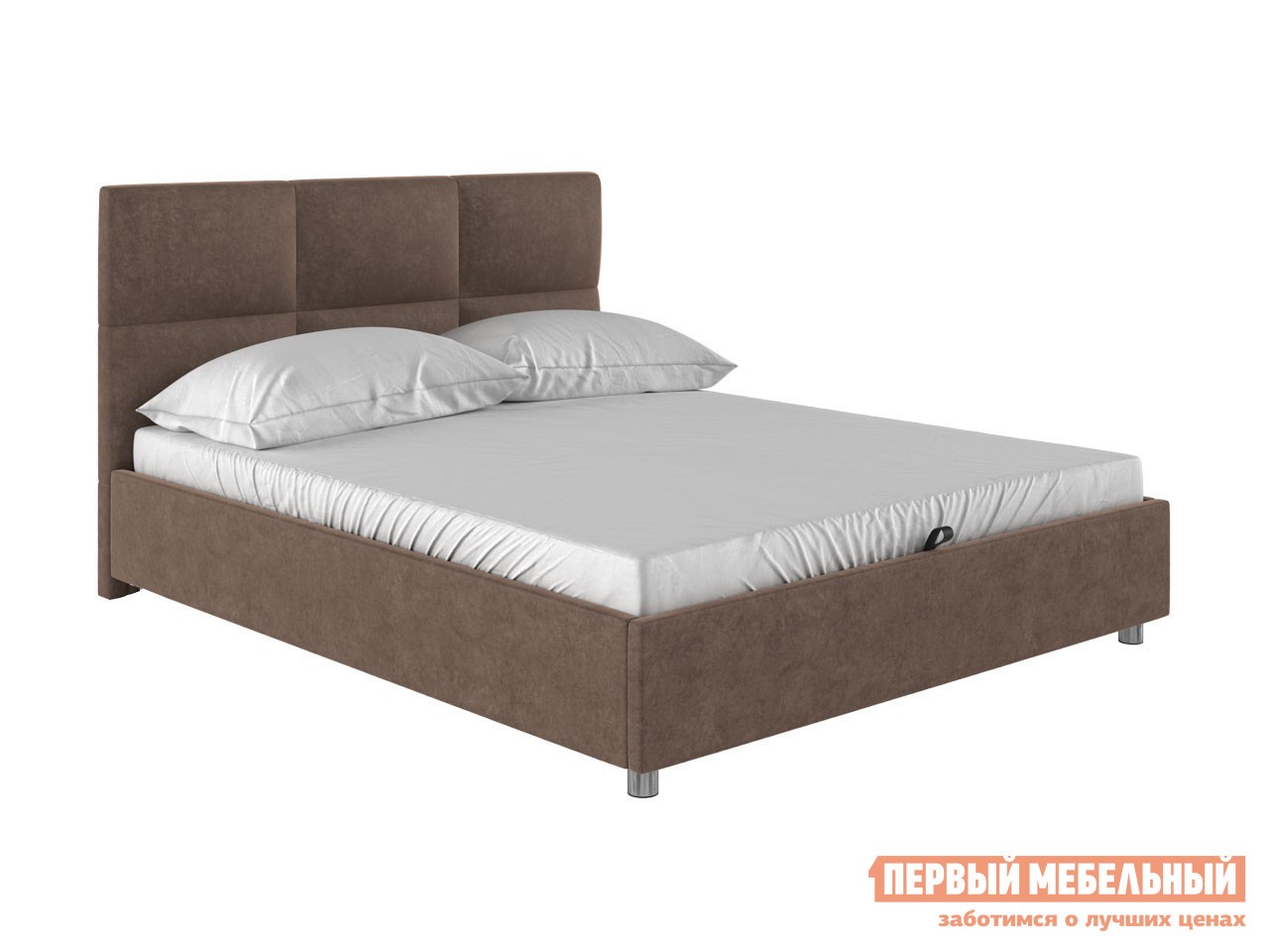 Двуспальная кровать  Прагма ПМ Коричневый, велюр, 160х200 см