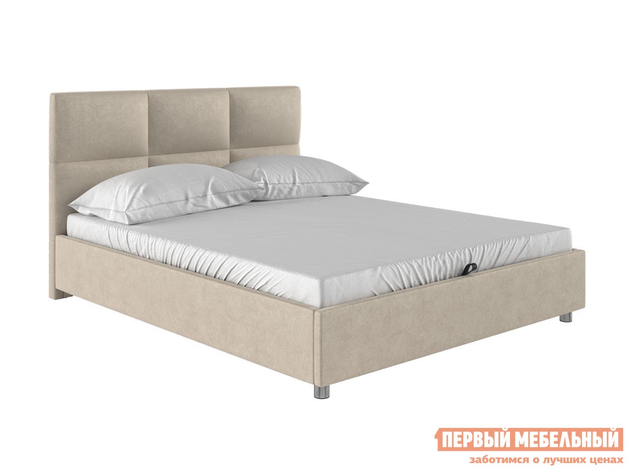 Двуспальная кровать  Прагма ПМ Кремовый, велюр, 160х200 см