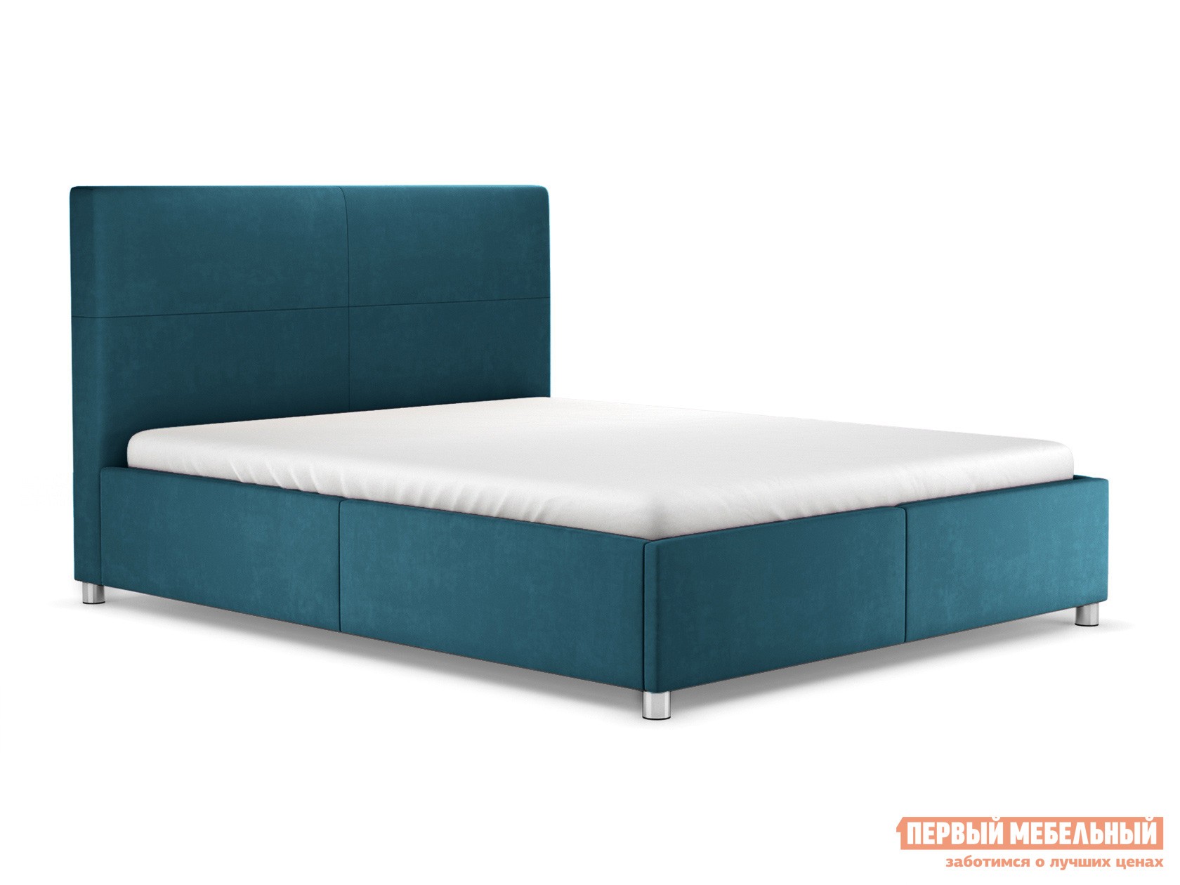 Двуспальная кровать  Нельсон Синий, велюр, 140х200 см