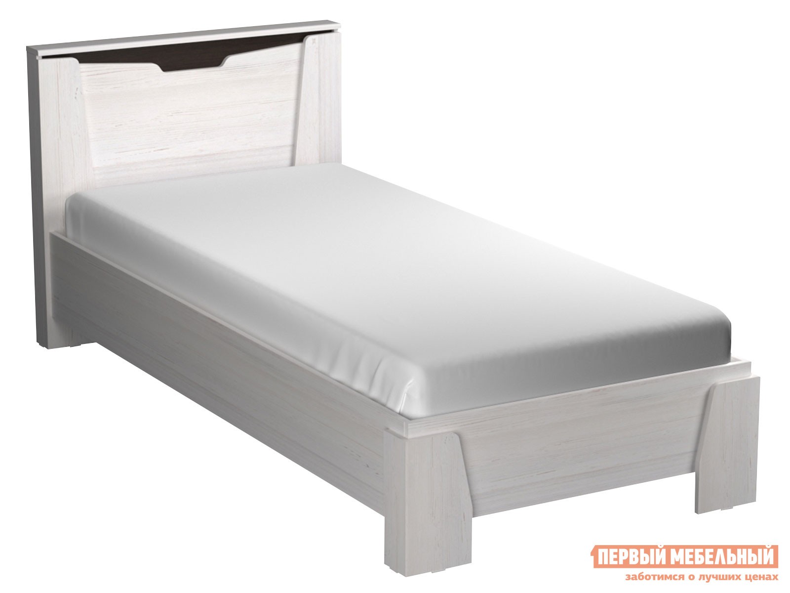 Двуспальная кровать  Гарда Дуб Винтерберг белый, 90х200 см, С основанием, Без подъемного механизма