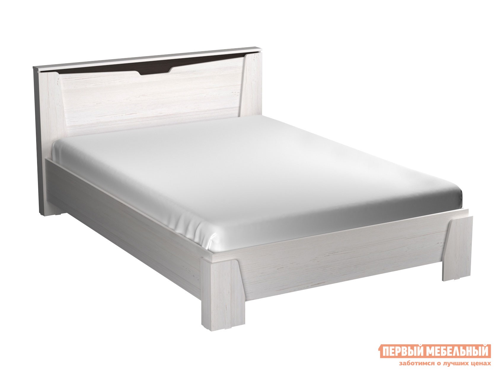 Двуспальная кровать  Гарда Дуб Винтерберг белый, 140х200 см, С основанием, Без подъемного механизма