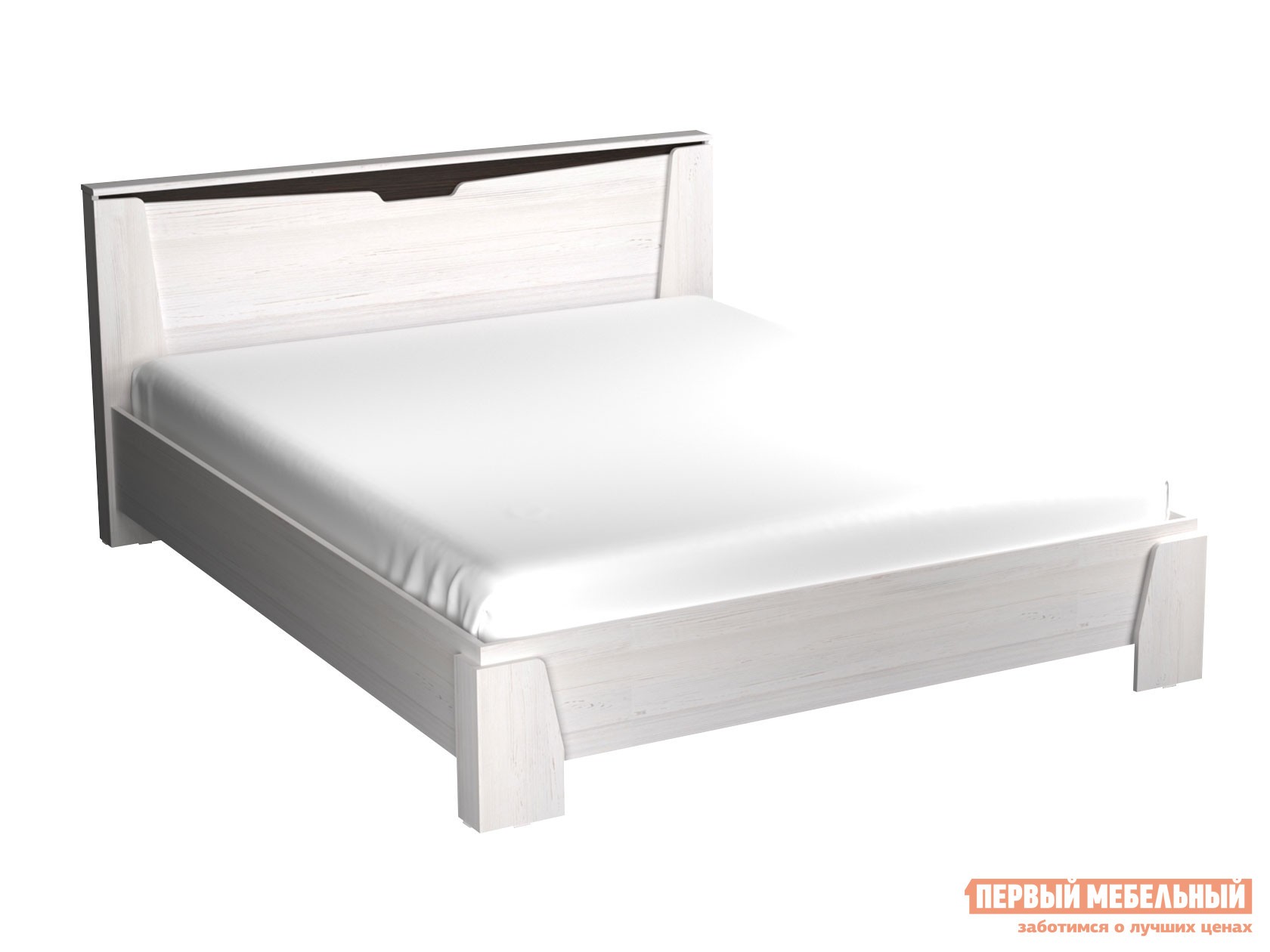 Двуспальная кровать  Гарда Дуб Винтерберг белый, 160х200 см, С основанием, Без подъемного механизма