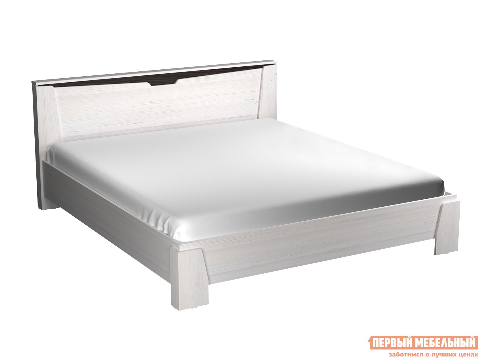 Двуспальная кровать  Гарда Дуб Винтерберг белый, 180х200 см, С основанием, С подъемным механизмом