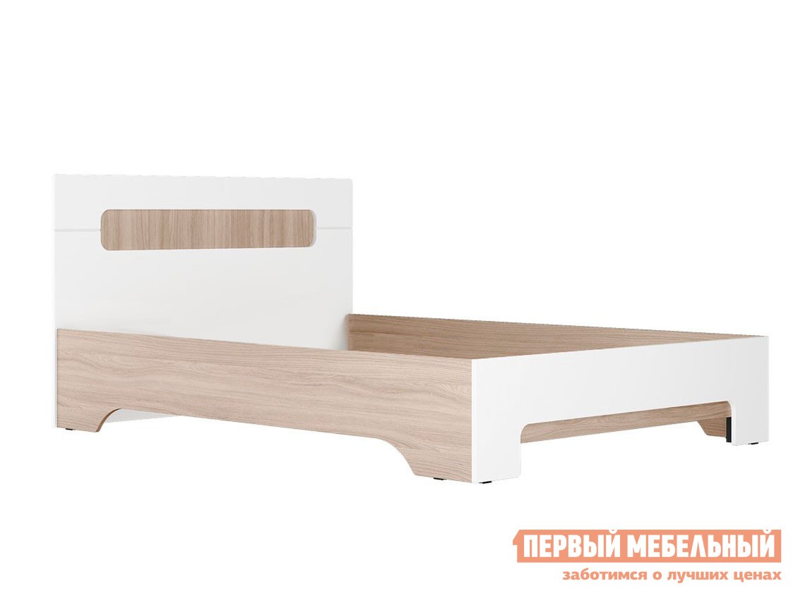 Двуспальная кровать  Палермо С Ясень Шимо светлый / Белый глянец, 160х200 см, Без основания