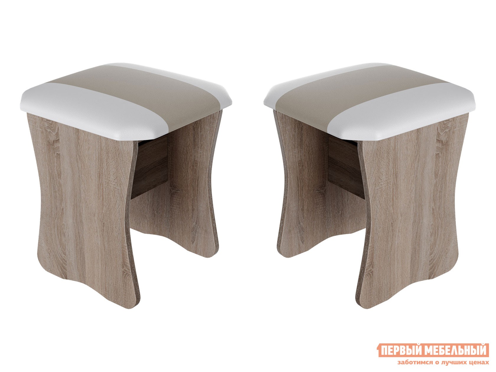 Табурет  Альянс Дуб сонома трюфель / Серый, белый, кожзам