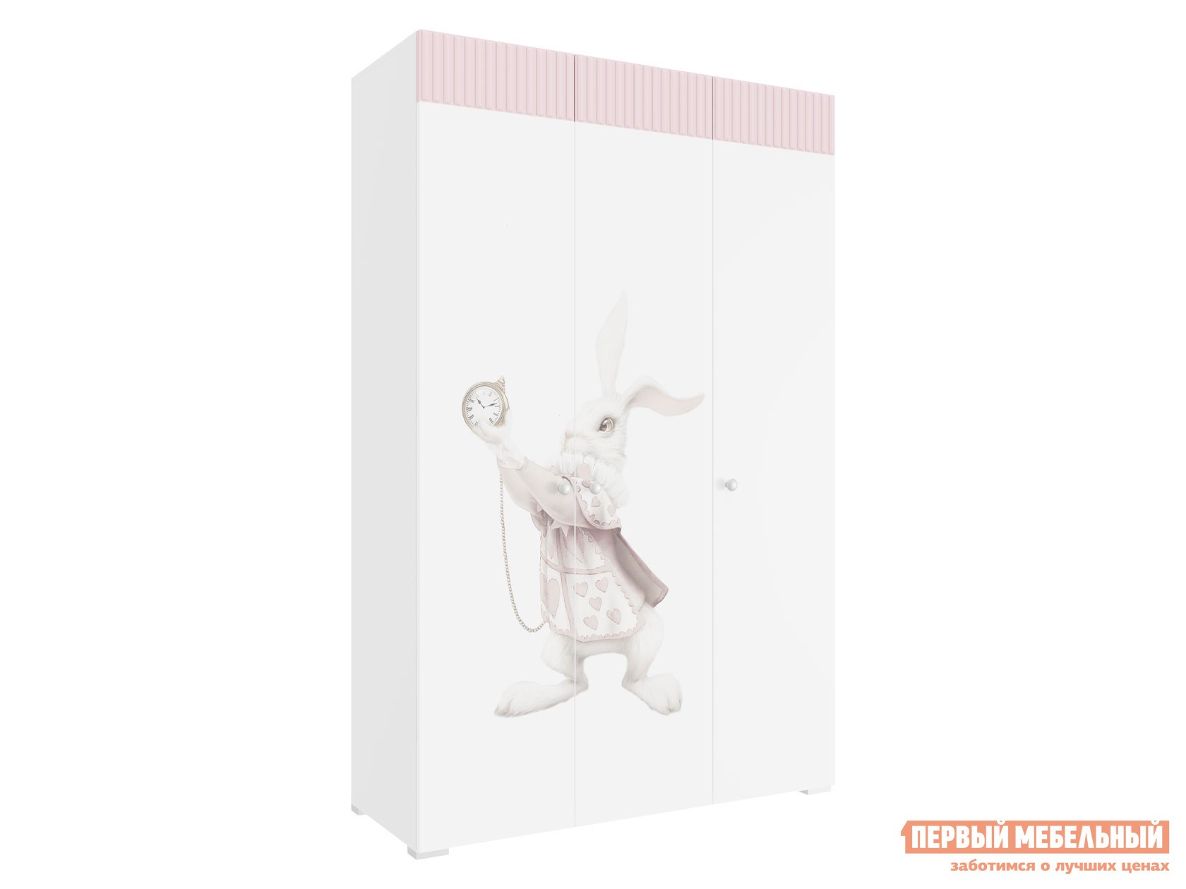 Детский шкаф  Алиса Розовый / Белый