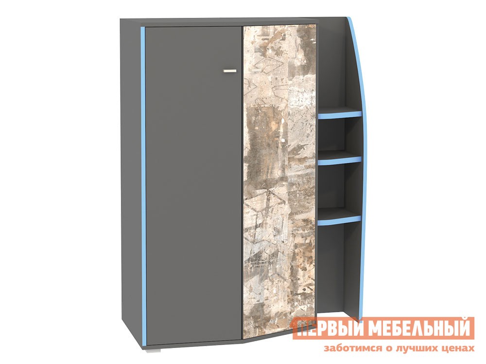 Детский шкаф  Индиго Темно-серый / Граффити