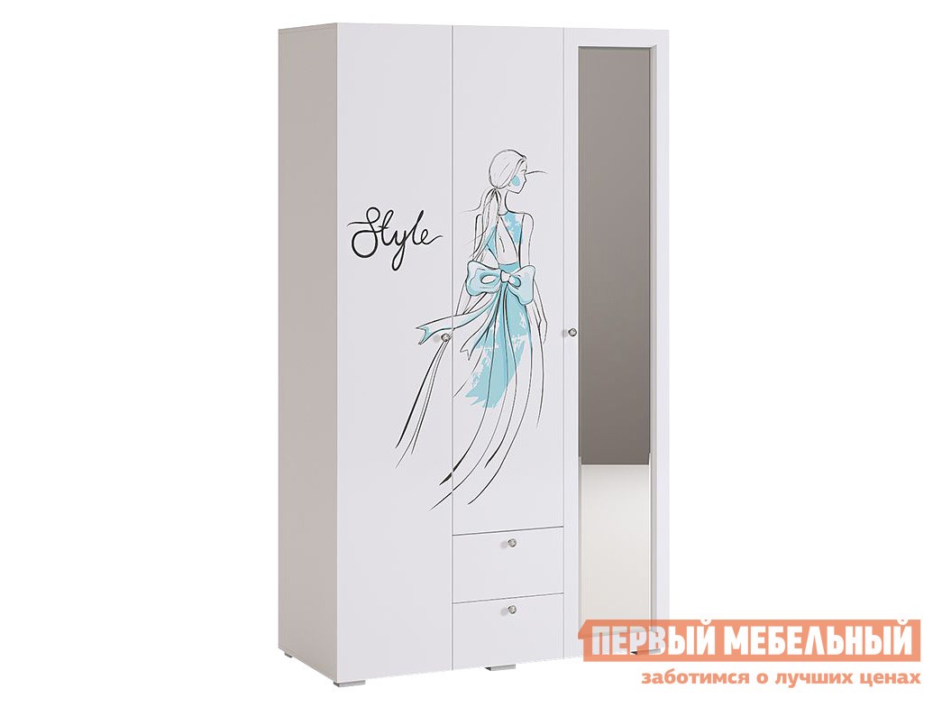 Детский шкаф  Гламур Белый / Белый глянец